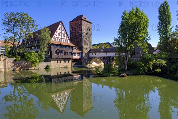 Water tower and wine barn, Maxbruecke an der Pegnitz, Nuremberg, Middle Franconia, Franconia,
