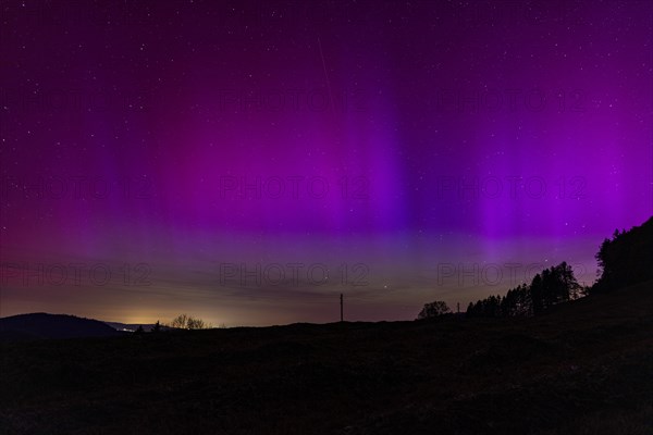 Northern lights, northern lights due to solar storm, Challhoechi, Basel-Land, Switzerland, Europe