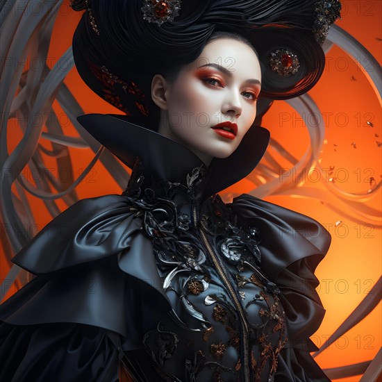 AI generated surreal fashion and beauty portrait poster collage with random weird subjects