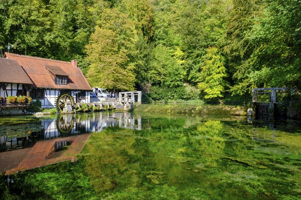 Hammerschmiede, mill, Blautopfhaus, at the Blautopf, Blaubeuren, Swabian Alb, Baden-Wuerttemberg,