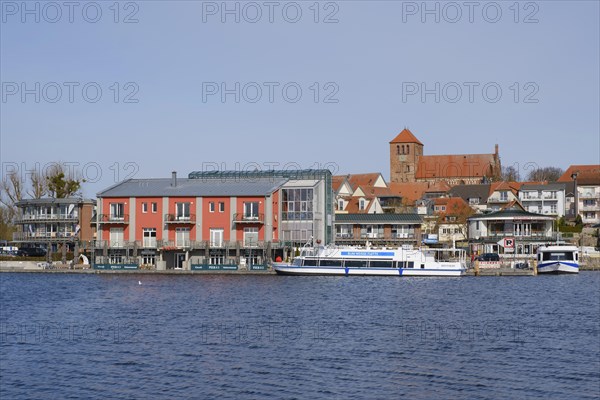 Town view with town harbour on Lake Mueritz, St. Georgen Church, Waren, Mueritz, Mecklenburg Lake