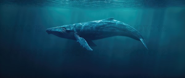 A blue whale gliding effortlessly through the ocean depths AI generated