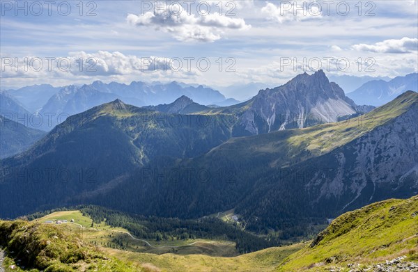 Mountain landscape, rocky mountain peak Crode dei Longerin Nordspitze, Carnic High Trail, Carnic