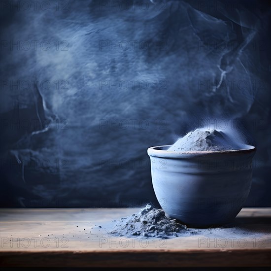 Marble textured blue chalkboard as illustration background, AI generated