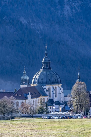 Ettal Benedictine Abbey and baroque church, municipality of Ettal in Ammergau, Upper Bavaria,
