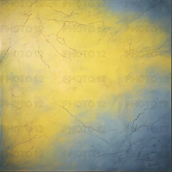 Marble textured yellow and blue chalkboard as illustration background, AI generated