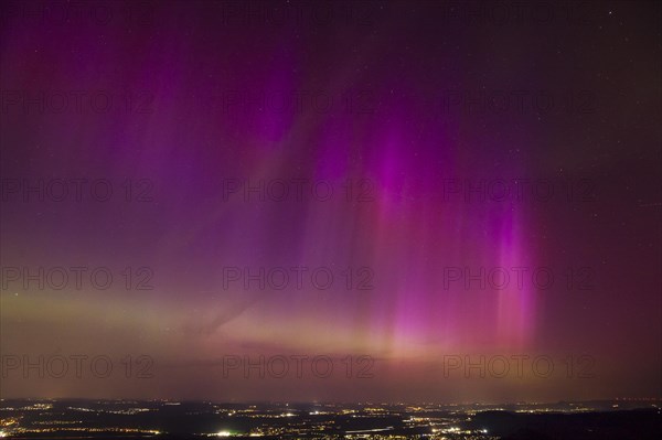 Aurora Borealis in Germany. Very strong aurora borealis over the Stuttgart metropolitan region.