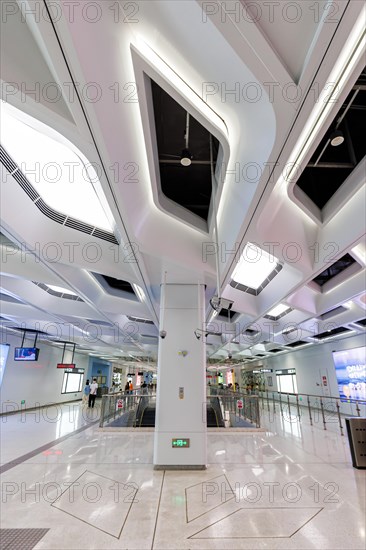 Shenzhen Metro underground station Huanancheng modern public transport architecture in Shenzhen,