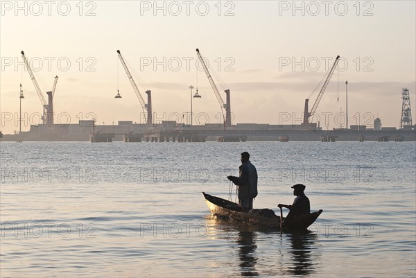 Fishermen on the Indian ocean, commercial port of Toamasina, Madagascar, Africa