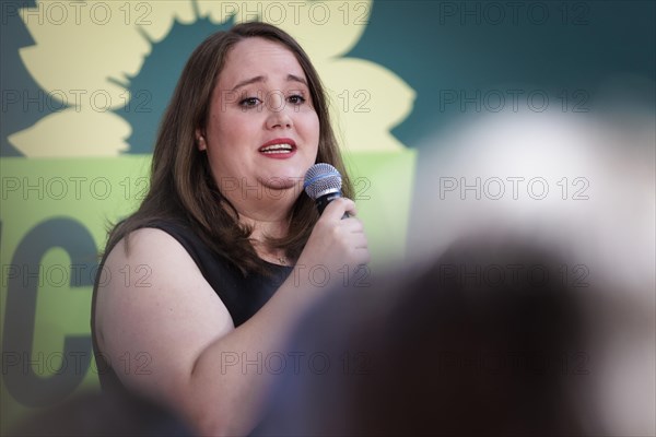 Ricarda Lang, Federal Chairwoman of Buendnis 90/DIE Gruenen, pictured at a press event in Berlin,