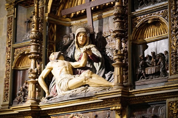 The Iglesia de San Anton church on the Nervion river in Bilbao, detail of a medieval altar with a