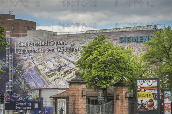 Siemens AG, Poster at the construction site of Siemens-Square, Rohrdamm, Siemensstadt, Spandau,