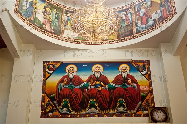 Painting inside an Ethiopian orthodox church, Nairobi, Kenya, Africa