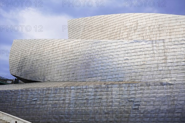 Guggenheim Museum Bilbao on the banks of the Nervion River, architect Frank O. Gehry, Bilbao, View