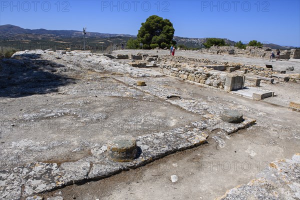 View of foundation walls ruins in eastern part Princess Complex building in east wing of palace