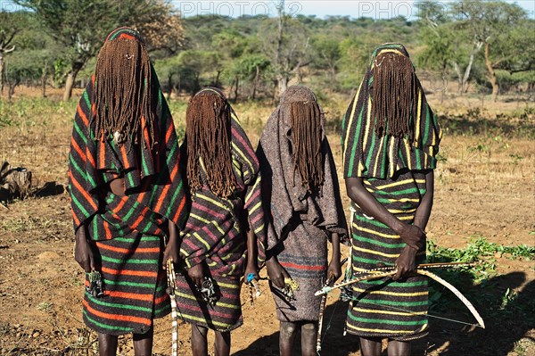 Teenage boys following their initiation rite, tradition of the Pokot tribe, Kenya, Africa