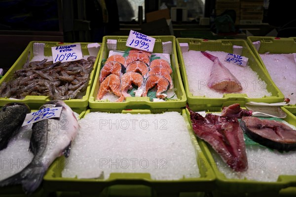 Market hall, old town centre, Bilbao, Basque Country, Spain, Europe, Market stall with various