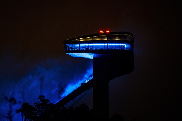 Bergisel ski jump in the fog (blue)