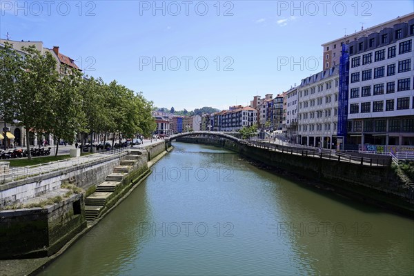 On the road in Bilbao, Bizkaia Province, Basque Country, Spain, Europe, River Nervion, through a