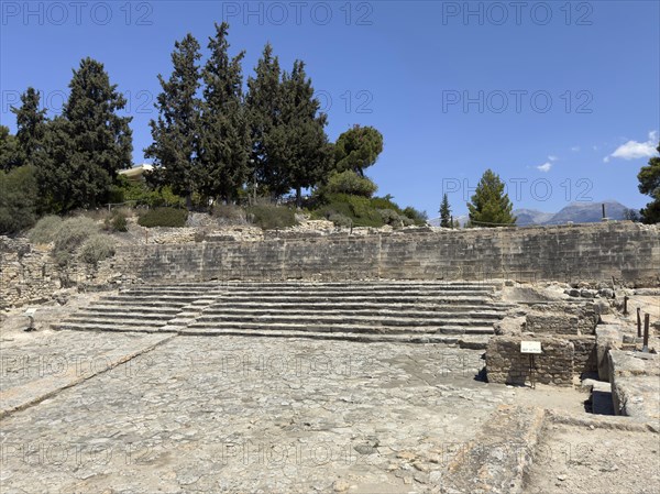 View of historical square from antiquity with in the background large open staircase on wall