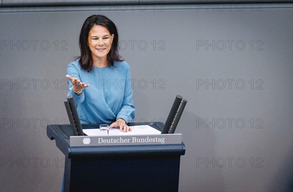Annalena Baerbock, Federal Foreign Minister, recorded during a speech in the German Bundestag in