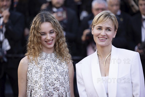 Cannes, France, 17.5.2024: Tess Barthelemy and Judith Godreche at the premiere of Kinds of Kindness