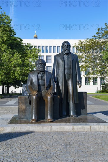 Karl Marx and Friedrich Engels bronze memorial, Marx-Engels-Forum, Berlin Mitte, Berlin, Germany,