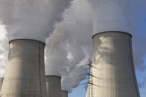 Steam rises from the cooling towers of the Vattenfall power plant in Jaenschwalde on 9 December
