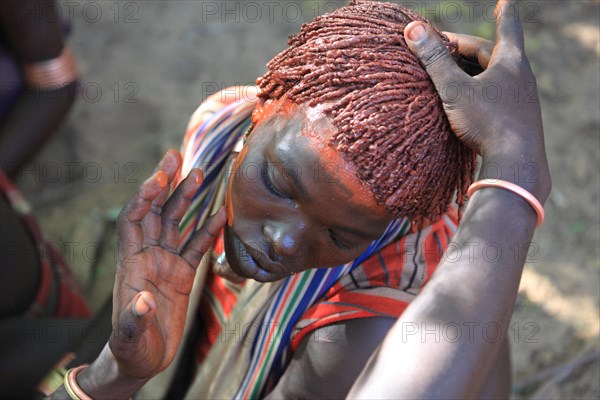 South Ethiopia, Omo region, among the Hamar tribe, Hamer, Hamma, Hammer, Amar or Amer, woman adorn