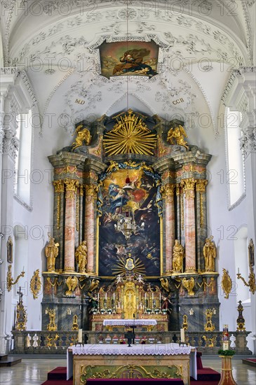The main altar, former monastery church of St. Peter and Paul, Irsee monastery or abbey, former
