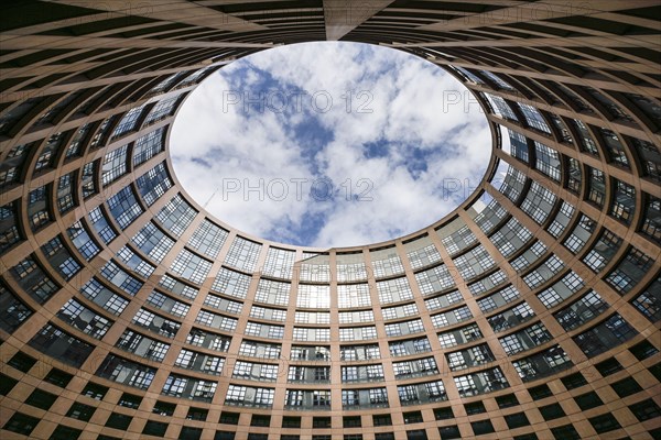 Courtyard, European Parliament, 1 All. du Printemps, Strasbourg, Departement Bas-Rhin, France,