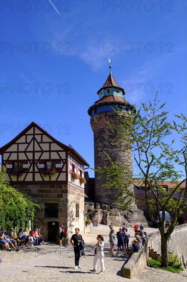 Imperial Castle, with Sinwell Tower, fountain house and half-timbered houses in the castle,