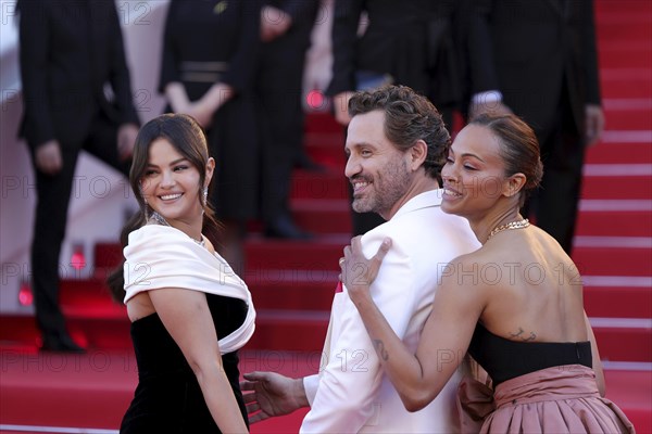 Cannes, France, 17.5.2024: Selena Gomez, Edgar Ramirez and Zoe Saldana at the premiere of Emilia