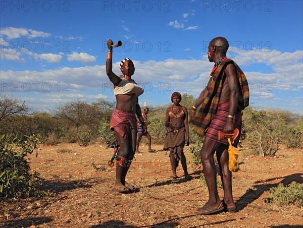 South Ethiopia, Omo region, among the Hamar tribe, Hamer, Hamma, Hammer, Amar or Amer, meeting for