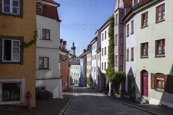 Houses in the Alte Bergstrasse, historic old town of Landsberg am Lech, Upper Bavaria, Bavaria,