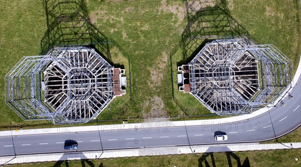 Steel skeleton of a cooling tower on the Phoenix West site in Dortmund. Following the closure of