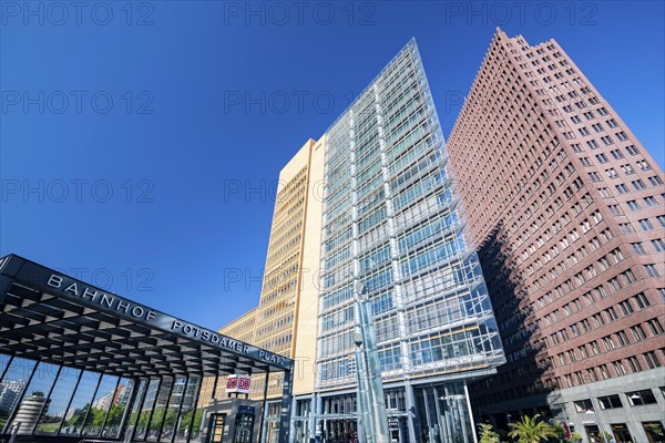 Potsdamer Platz, skyscrapers, Renzo Piano 11, Kollhoff Tower, railway station, Berlin, Germany,