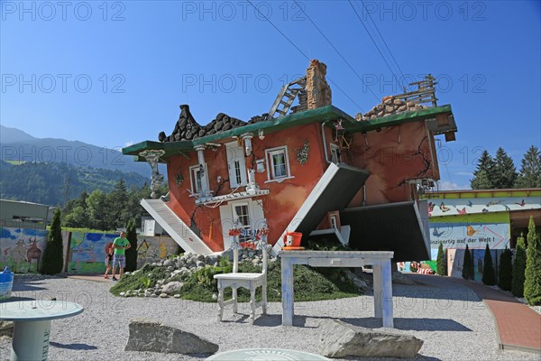 House upside down, Terfens, Tyrol, Austria, Tirolland, Europe