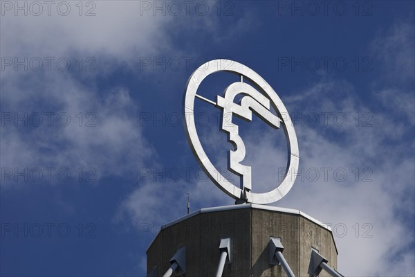 The Hermes logo, emblem of the Hannover Messe, Convention Centre CC, Deutsche Messe AG, Hannover,