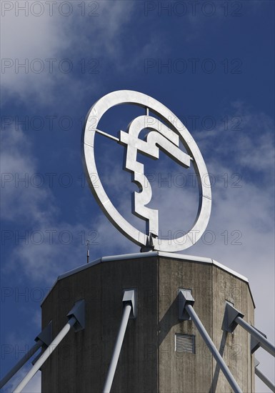 The Hermes logo, emblem of the Hannover Messe, Convention Centre CC, Deutsche Messe AG, Hannover,