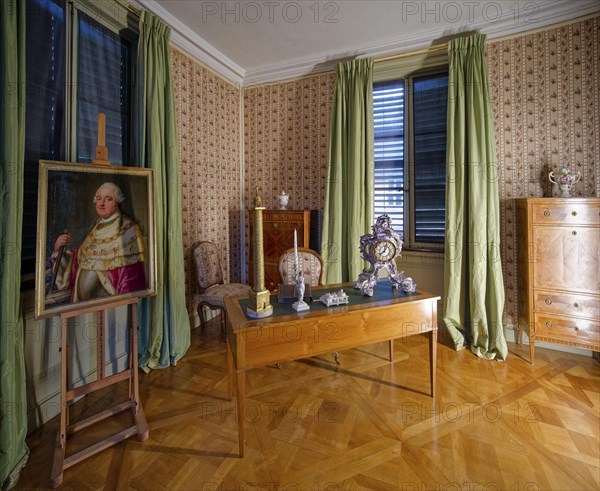 Elector Carl Theodor's study, Schwetzingen Palace, interior view, Schwetzingen, Baden-Wuerttemberg,