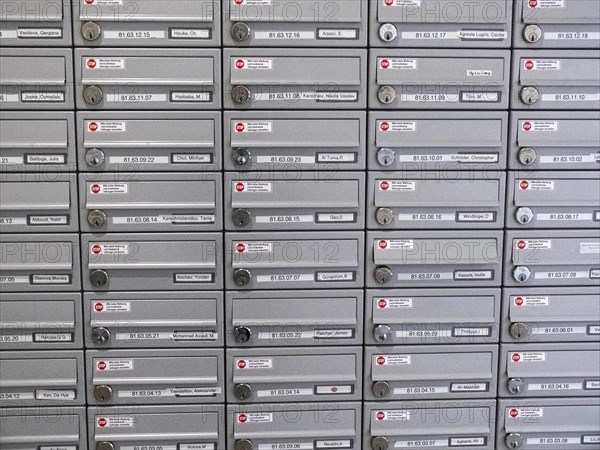 Letterboxes with nameplates, Berlin, 29.10.2014., Berlin, Germany, Europe