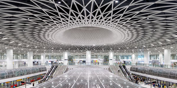 Shenzhen Metro modern architecture in public transport underground station Gangxia North Panorama