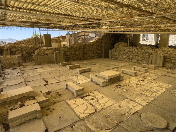 View of remains of floor megaron with vestibule connected main room of chambers of king In