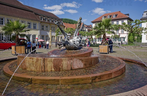 Sebastian Muenster Fountain by Michael Schoenenholtz, Karlsplatz, Heidelberg, Baden-Wuerttemberg,