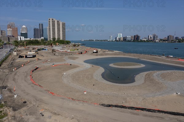 Detroit, Michigan, Construction of the a new park on Detroit's west riverfront. The 22-acre Ralph C