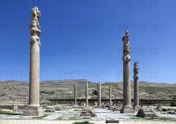 View of the ruins of Persepolis. The ancient Persian residential city of Persepolis was one of the