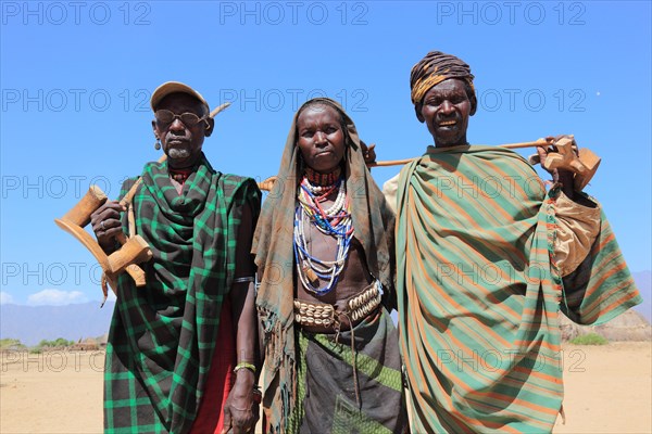 South Ethiopia, in a village of the Arbore or Erbore people on Lake Stefano, two elderly men and