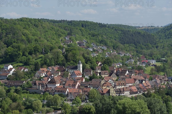 View of the old town centre of Forchtenberg, Kochertal, Kocher, town, Sophie Scholl, Hans Scholl,