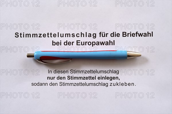 Biros on ballot paper envelope, postal vote, official postal voting documents, election,